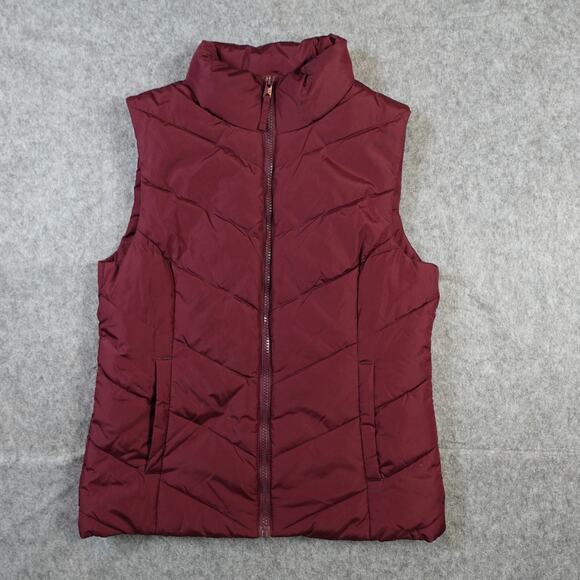 Cole Haan Vest Womens Extra Small Puffer Full Zip Red Wine Pockets Casual - Picture 1 of 10